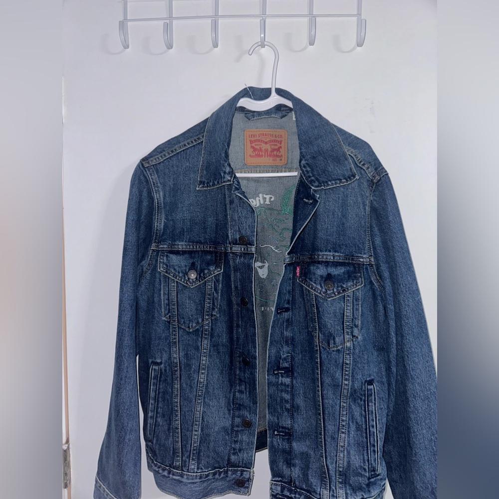 Vintage Levi's Size M 501 Blue Jean Denim Trucker Jacket Unlined Button Cotton M